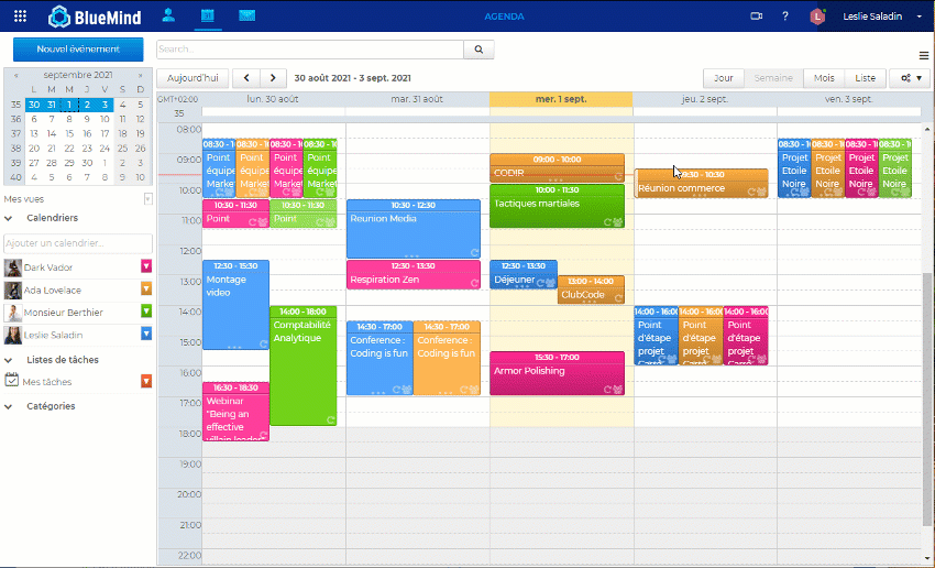 La recherche de disponibilité dans l'agenda BlueMind