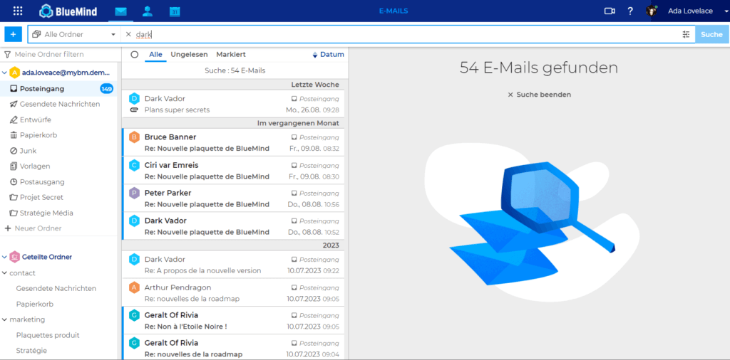 54 E-Mails gefunden BlueMind