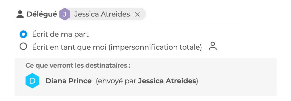 BlueMind - Délégation : le délégué peut écrire de ma part ou en tant que moi