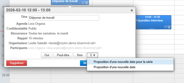 Proposition de nouvel horaire agenda BlueMind