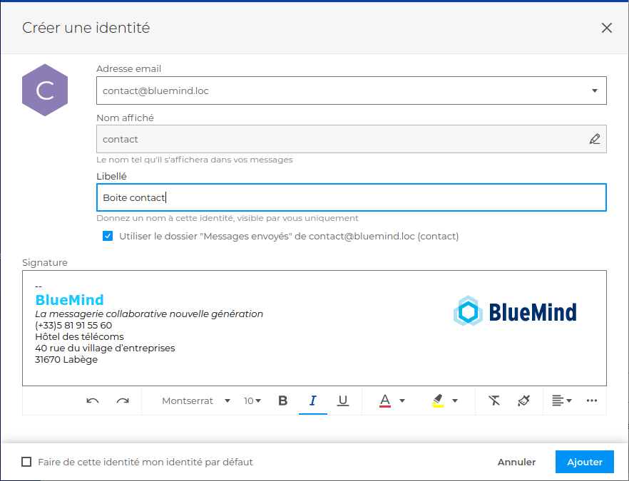 BlueMind messagerie collaborative identités