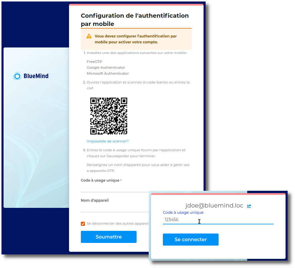 Authentification mobile BlueMind