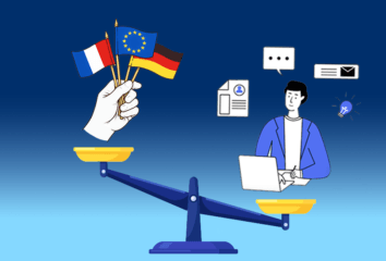 Une balances déséquilibrée où les drapeaux français et européens pèsent moins lourd qu'un usager